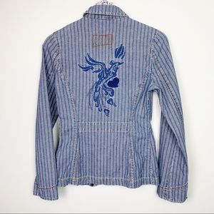 Jacket Blazer Levi's Small Stripe Train Railroad Retro Graphic Embroidered